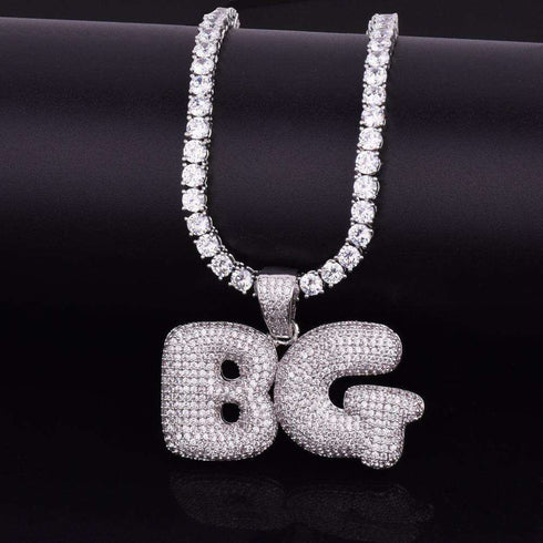 Custom Bubble Name or Letter Necklace - Personalized Jewelry for Men & Women