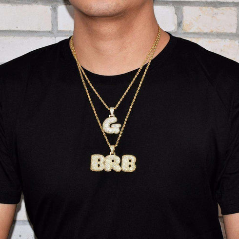 Custom Bubble Name or Letter Necklace - Personalized Jewelry for Men & Women