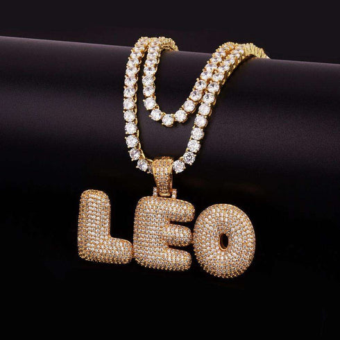 Custom Bubble Name or Letter Necklace - Personalized Jewelry for Men & Women