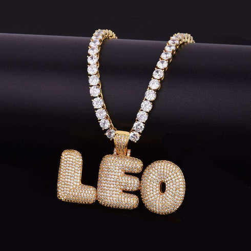 Custom Bubble Name or Letter Necklace - Personalized Jewelry for Men & Women
