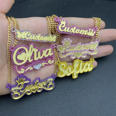 Custom Glitz Double Plated Name Chain