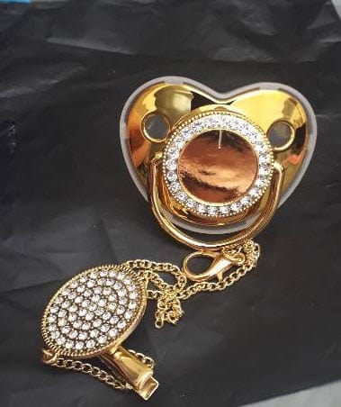 Custom Gold Bling Initial BPA Free Baby Pacifier