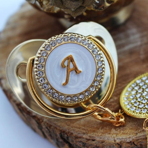 Custom Gold Bling Initial BPA Free Baby Pacifier