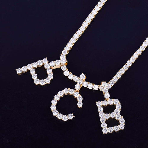 Custom Gold Tennis Letter Necklace