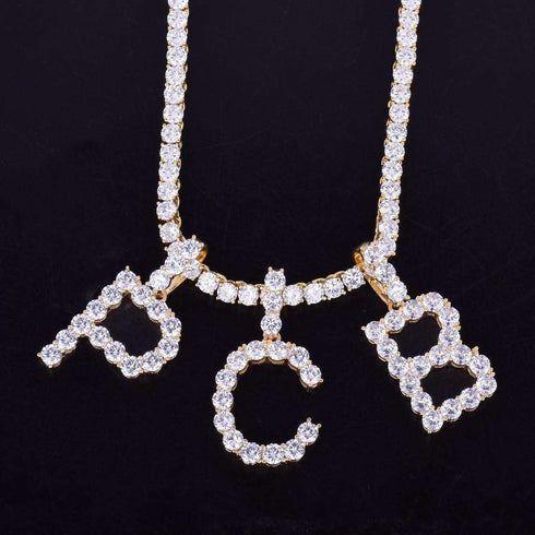Custom Gold Tennis Letter Necklace