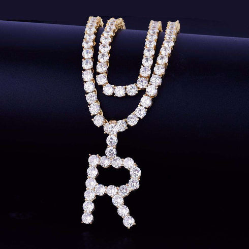 Custom Gold Tennis Letter Necklace