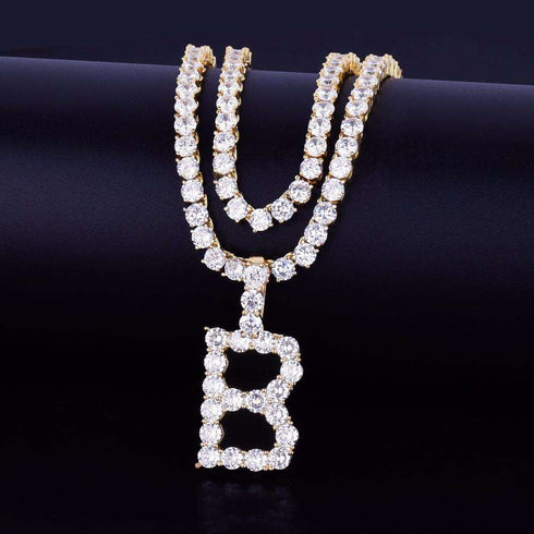 Custom Gold Tennis Letter Necklace