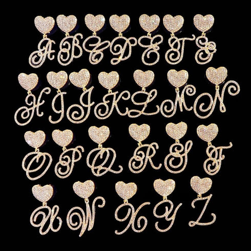 Custom Heart Frosty Initial Cuban Necklace