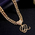 Custom Initial Cuban Heart Pendant Necklace + FREE Tennis Chain