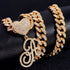 Custom Heart Frosty Initial Cuban Necklace