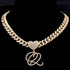 Custom Initial Cuban Heart Pendant Necklace + FREE Tennis Chain