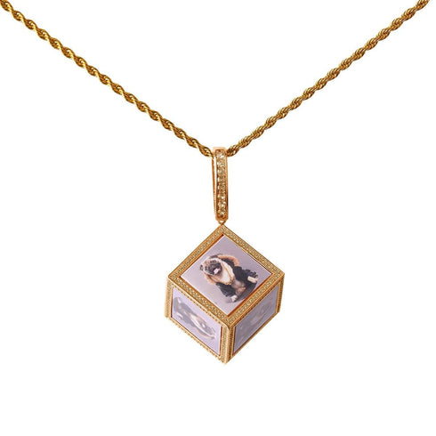 Custom Iced Out 3D Dice Photo Pendant