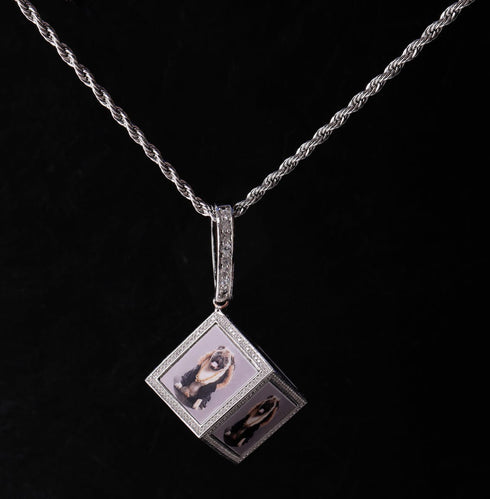 Custom Iced Out 3D Dice Photo Pendant
