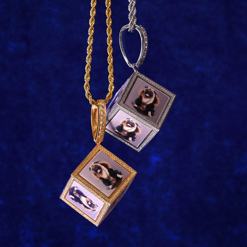 Custom Iced Out 3D Dice Photo Pendant