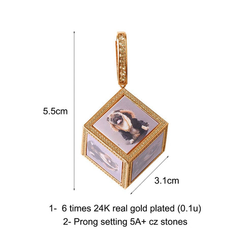 Custom Iced Out 3D Dice Photo Pendant