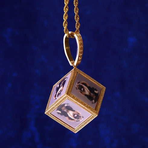 Custom Iced Out 3D Dice Photo Pendant