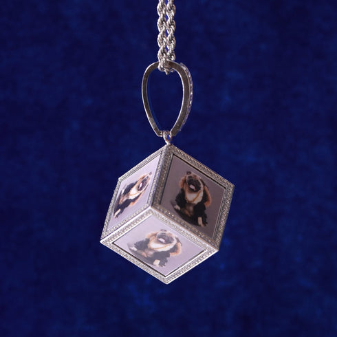 Custom Iced Out 3D Dice Photo Pendant