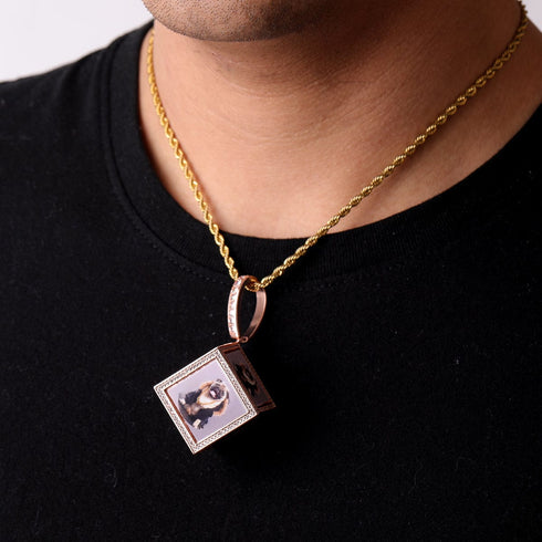 Custom Iced Out 3D Dice Photo Pendant