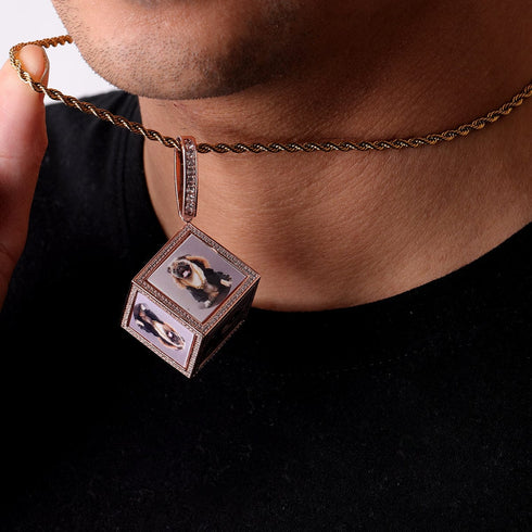 Custom Iced Out 3D Dice Photo Pendant
