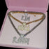 Custom Icy Cursive Name Heart Necklace