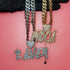 Custom Icy Cursive Name Heart Necklace