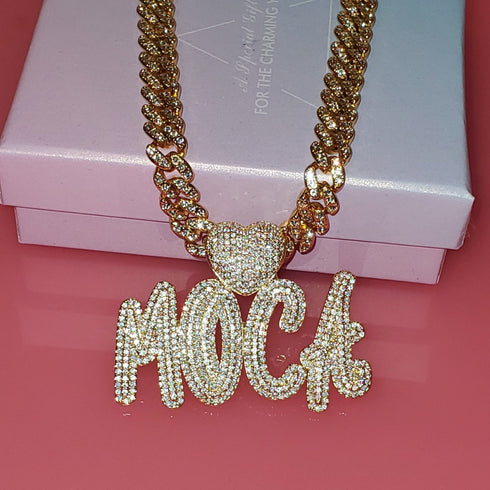 Custom Icy Cursive Name Heart Necklace