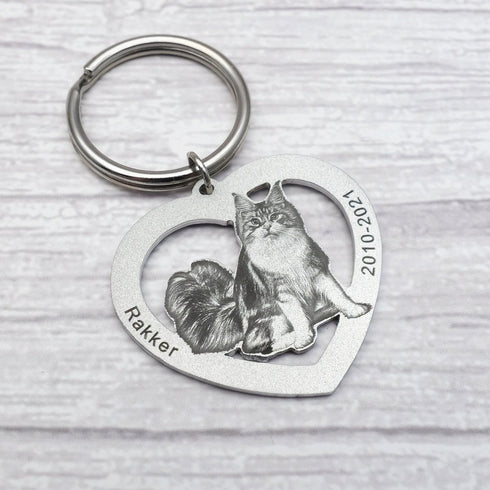 Custom Name and Photo Keychain Pet Jewelry