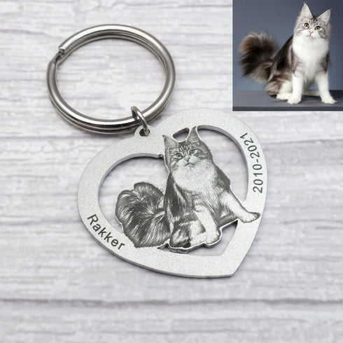 Custom Name and Photo Keychain Pet Jewelry