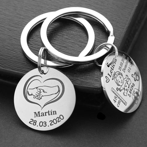 Custom Newborn Baby Engraved Name Keychain