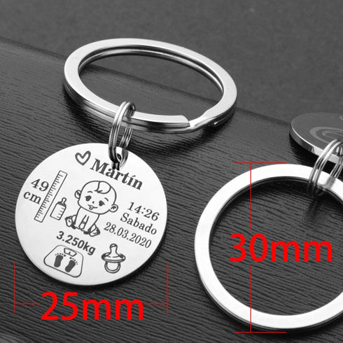 Custom Newborn Baby Engraved Name Keychain