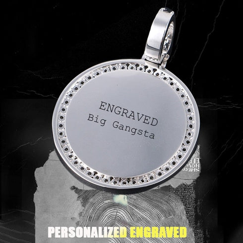 Custom Round Diamond Photo Pendant + FREE Name engraving