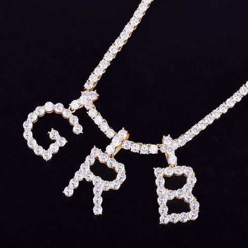 Custom Silver Tennis Letter Necklace