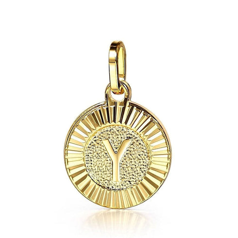 Circle Gold Initial Pendant Chain