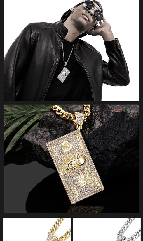Dollar Bill Franklin Head Pendant
