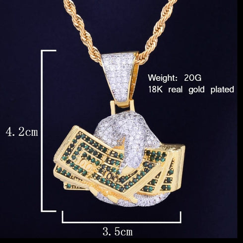 Dollar on hand Pendant Necklace