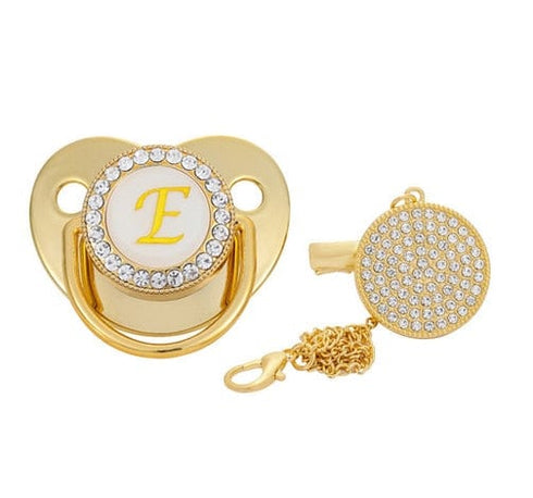 Custom Gold Bling Initial BPA Free Baby Pacifier