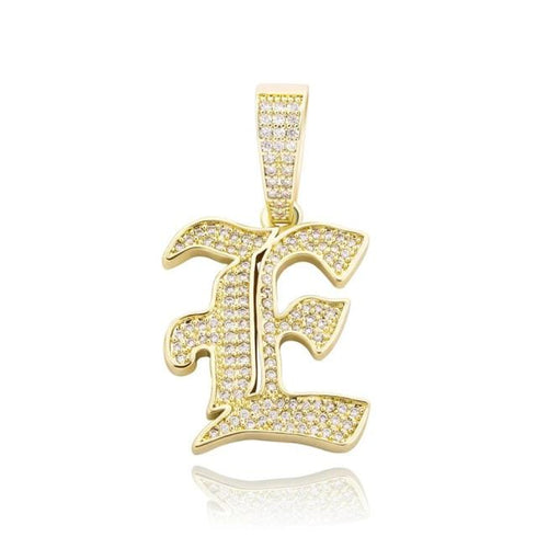 VVS Jewelry Old English Initial Pendant Necklace