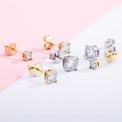 925 Sterling Silver 0.1-0.5 VVS Carat Moissanite Stud Earrings