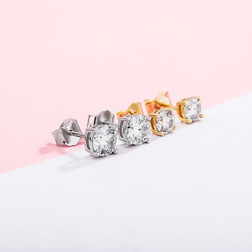 925 Sterling Silver 0.1-0.5 VVS Carat Moissanite Stud Earrings