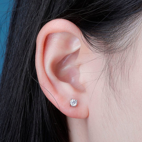 925 Sterling Silver 0.1-0.5 VVS Carat Moissanite Stud Earrings