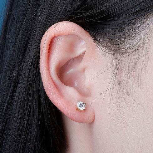 925 Sterling Silver 0.1-0.5 VVS Carat Moissanite Stud Earrings