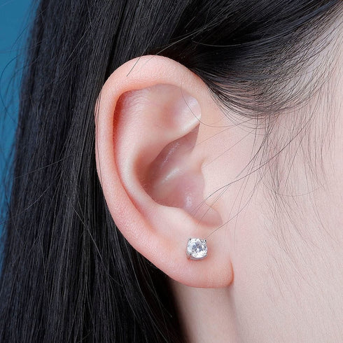 925 Sterling Silver 0.1-0.5 VVS Carat Moissanite Stud Earrings