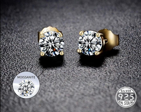 925 Sterling Silver 0.1-0.5 VVS Carat Moissanite Stud Earrings