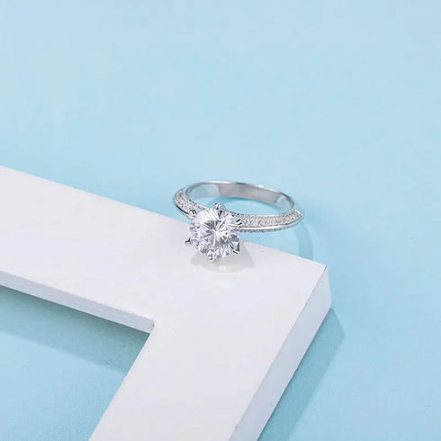 2CT Moissanite 925 Sterling Silver Ring