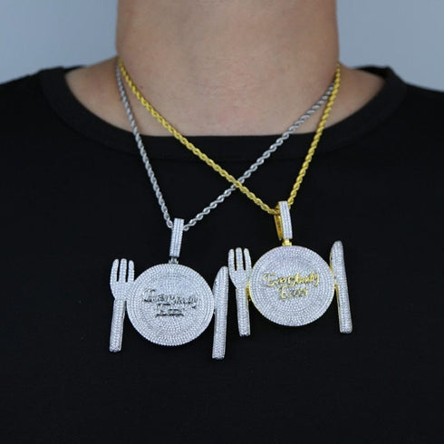 Everybody Eats Fully Iced Pendant Chain