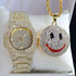 Iced Smiley Pendant + Watch Gift Set