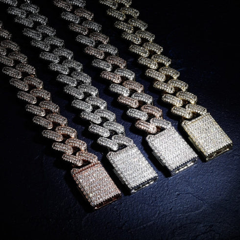 Exotic Tri Color Baguette Cuban Chain