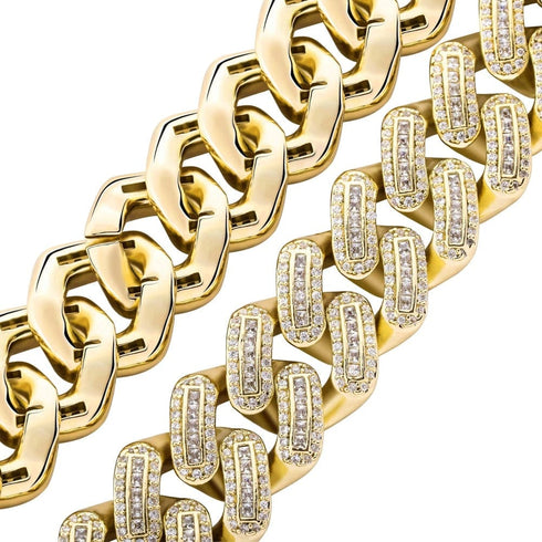 Exotic Tri Color Baguette Cuban Chain