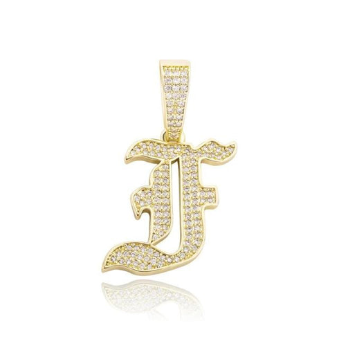 VVS Jewelry Old English Initial Pendant Necklace