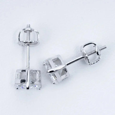 Floating Heart 925 Sterling Silver Moissanite Stud Earrings